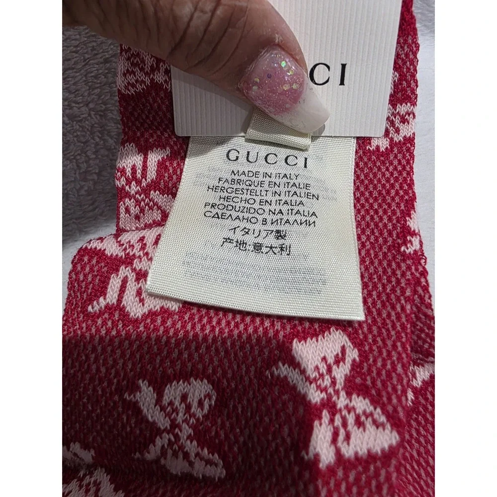 New Authentic Gucci Girl Socks Bows Red/White Cotton Rare Luxury Preppy Sz 6 Sm